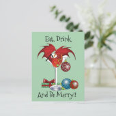 Kerstvakantie Joy Dragon Feestdagenkaart (Staand voorkant)