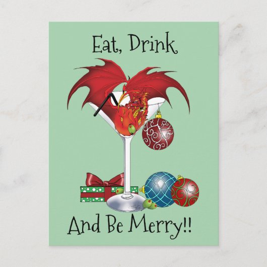 Kerstvakantie Joy Dragon Feestdagenkaart (Voorkant)