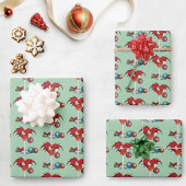 Kerstvakantie Joy Dragon Inpakpapier Vel