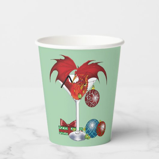 Kerstvakantie Joy Dragon Papieren Bekers (Achterkant)