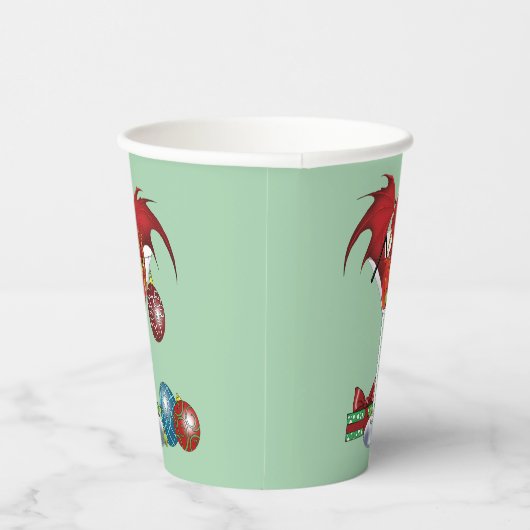 Kerstvakantie Joy Dragon Papieren Bekers (Rechts)