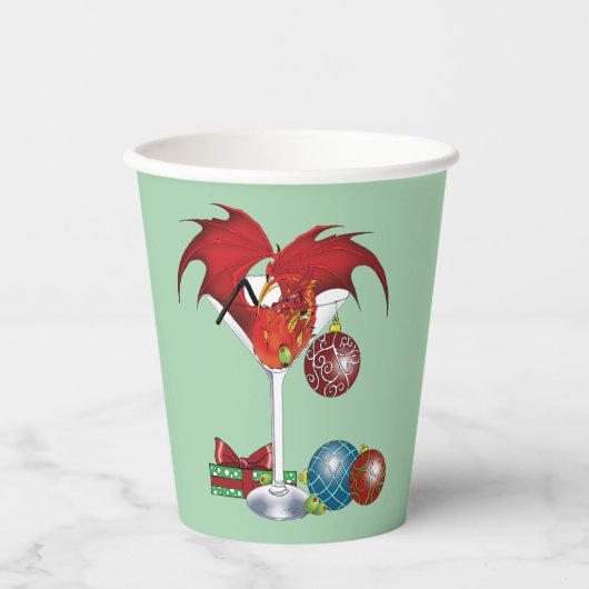 Kerstvakantie Joy Dragon Papieren Bekers (Voorkant)