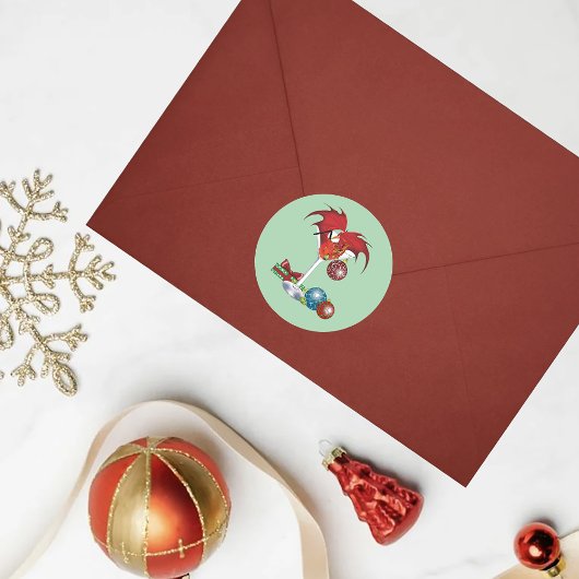 Kerstvakantie Joy Dragon Ronde Sticker