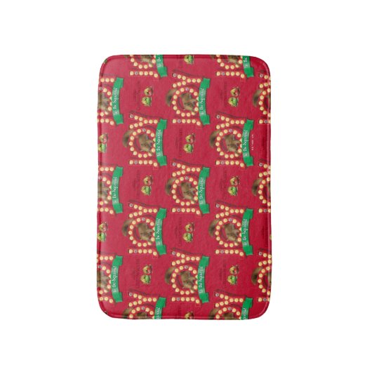 kerstvakantie | Joy to the Squirrel Pattern Badmat (Voorkant Verticaal)