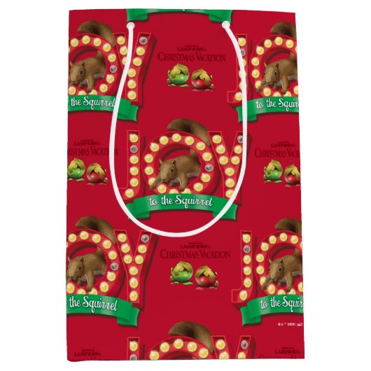 kerstvakantie | Joy to the Squirrel Pattern Medium Cadeauzakje (Voorkant)