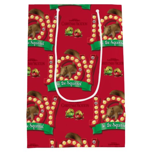 kerstvakantie | Joy to the Squirrel Pattern Medium Cadeauzakje (Achterkant)