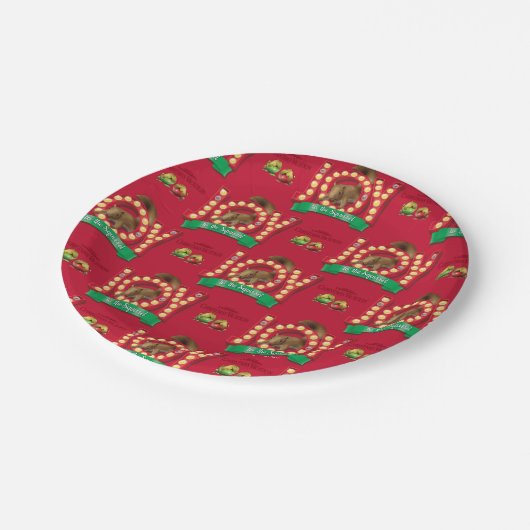 kerstvakantie | Joy to the Squirrel Pattern Papieren Bordje (Gekanteld)