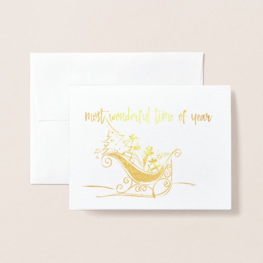 KERSTVAKANTIE Kaart Gold (Voorkant met envelop)