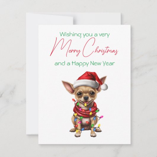 Kerstvakantie Kaart in Pet Chihuahua (Voorkant)