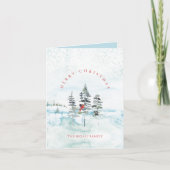 Kerstvakantie Kaarten in Waterverf Snowy Forest (Voorkant)