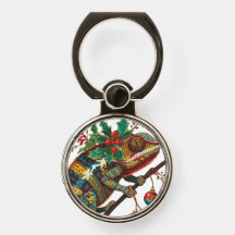 Kerstvakantie Kameleon PopSocket Ring