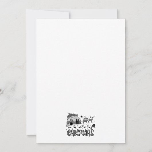 Kerstvakantie Kampeerder Rendier Buiten Zwart Feestdagenkaart (Achterkant)