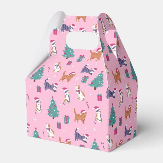 Kerstvakantie Katten en bomen vakantiepatroon Bedankdoosjes (Achterkant)