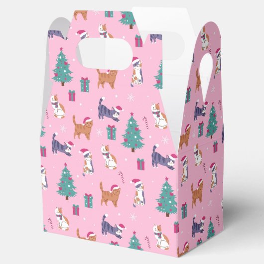 Kerstvakantie Katten en bomen vakantiepatroon Bedankdoosjes (Geopend)