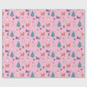 Kerstvakantie Katten en bomen vakantiepatroon Cadeaupapier (Vlak)