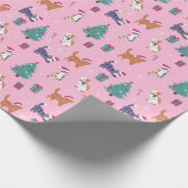 Kerstvakantie Katten en bomen vakantiepatroon Cadeaupapier (Hoek)