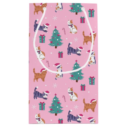 Kerstvakantie Katten en bomen vakantiepatroon Klein Cadeauzakje (Achterkant)