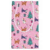 Kerstvakantie Katten en bomen vakantiepatroon Klein Cadeauzakje (Voorkant)