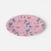 Kerstvakantie Katten en bomen vakantiepatroon Papieren Bordje (Gekanteld)