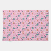 Kerstvakantie Katten en bomen vakantiepatroon Theedoek (Horizontaal)