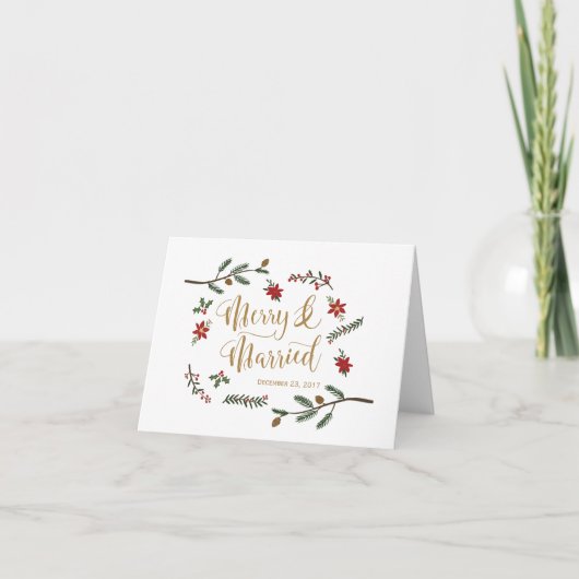 Kerstvakantie Kerst Huwelijk Bedankkaart (Voorkant)