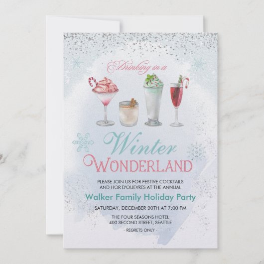 Kerstvakantie Kerstfeest Cocktailparty Uitnodiging (Voorkant)