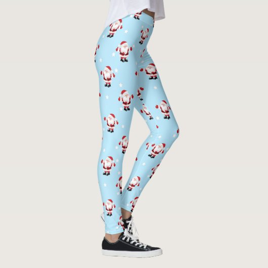 Kerstvakantie Kerstman Blauw Leggings (Rechts)