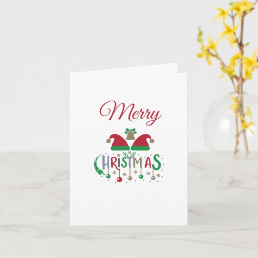 Kerstvakantie Kerstmutsen Vouwbare Kerstkaart Kaart (Gele Bloem)