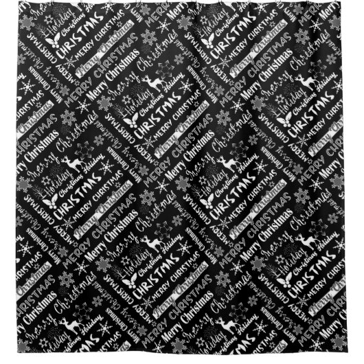 Kerstvakantie, kerstpatroon douchegordijn (Voorkant)