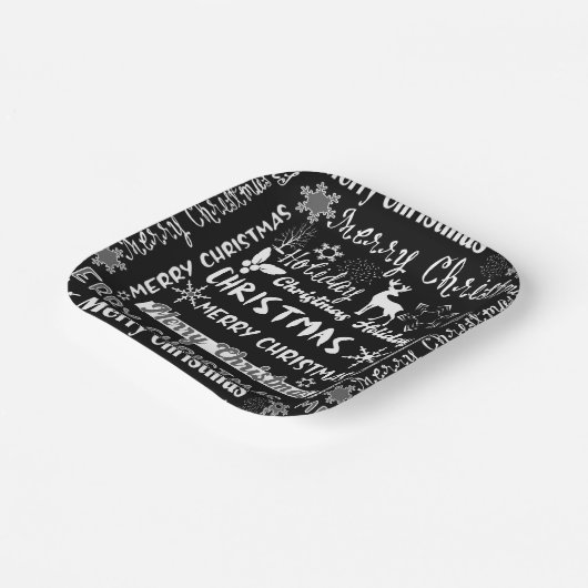 Kerstvakantie, kerstpatroon papieren bordje (Gebogen)