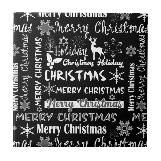 Kerstvakantie, kerstpatroon tegeltje (Voorkant)