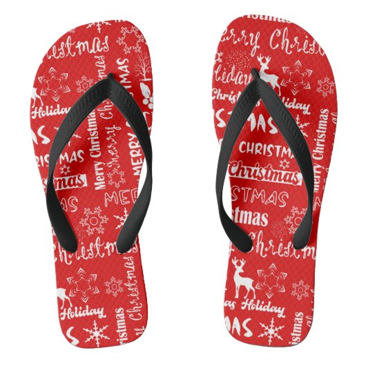 Kerstvakantie, kerstpatroon, winter teenslippers (Voetbed)