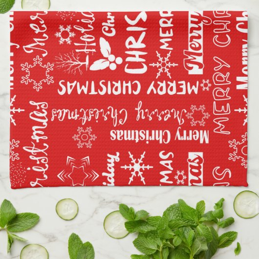 Kerstvakantie, kerstpatroon, winter theedoek (Gevouwen)