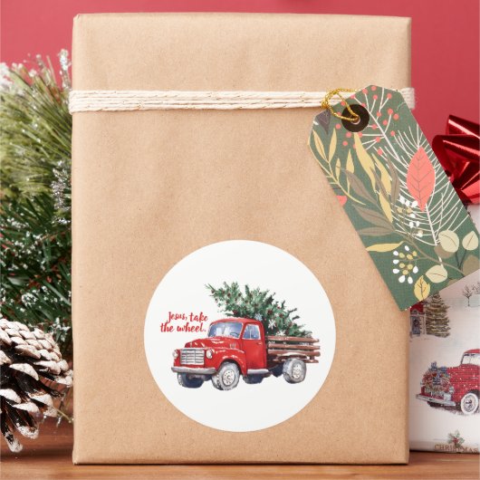 Kerstvakantie Kerststal Ronde Sticker (Feestdagen)