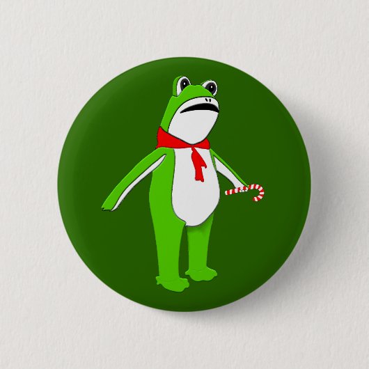 Kerstvakantie Kikker Ronde Button 5,7 Cm (Voorkant)