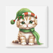 Kerstvakantie Kitten Magnet (Voorkant)
