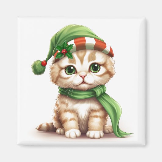 Kerstvakantie Kitten Magnet (Voorkant)