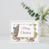 Kerstvakantie Koala Eucalyptus Boom Bloemen Briefkaart (Staand voorkant)