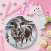 Kerstvakantie Koe in Barnyard Papieren Bordje (Feest)