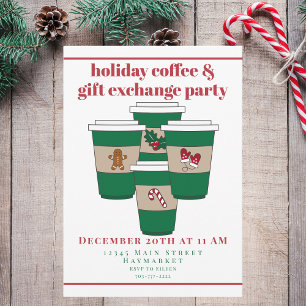 Kerstvakantie koffie- en cadeau-uitwisseling kaart