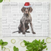Kerstvakantie Kortharige Pointer Hond Kerstmis Theedoek (Gevouwen)