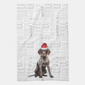 Kerstvakantie Kortharige Pointer Hond Kerstmis Theedoek (Verticaal)