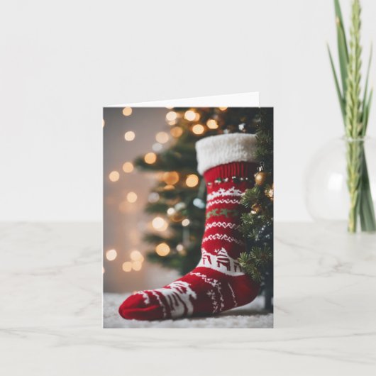 Kerstvakantie Kous Feestdagen Kaart (Voorkant)