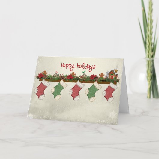 Kerstvakantie Kousen Feestdagen Kaart (Voorkant)