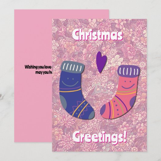 Kerstvakantie Kousen Kaart van een paar (Voorkant / Achterkant)