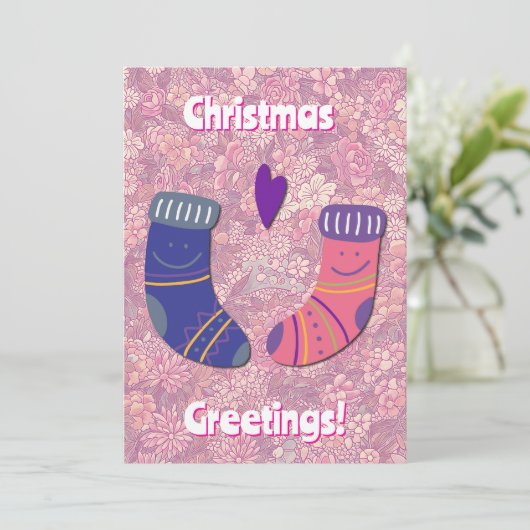 Kerstvakantie Kousen Kaart van een paar (Staand voorkant)