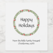 Kerstvakantie krans bessen feestfles wijn etiket (Enkel label)