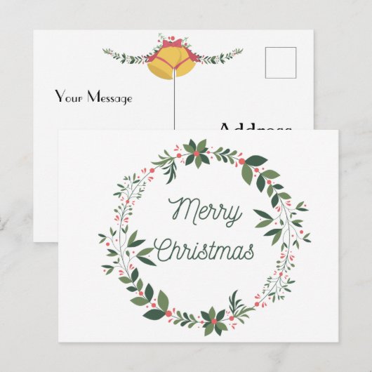 Kerstvakantie Krans Groet Briefkaart (Voorkant / Achterkant)