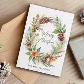 Kerstvakantie Krans Pinecones Bessen Bladerland Feestdagenkaart