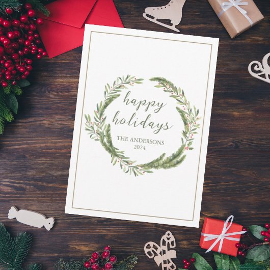 Kerstvakantie krans wenskaart feestdagenkaart
